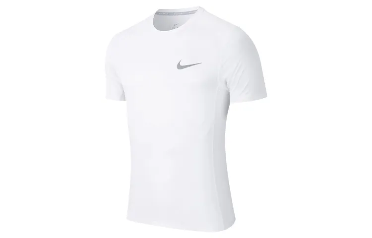 Nike MILER T-Shirts Men's White Crew Neck Moderate Straight Fit