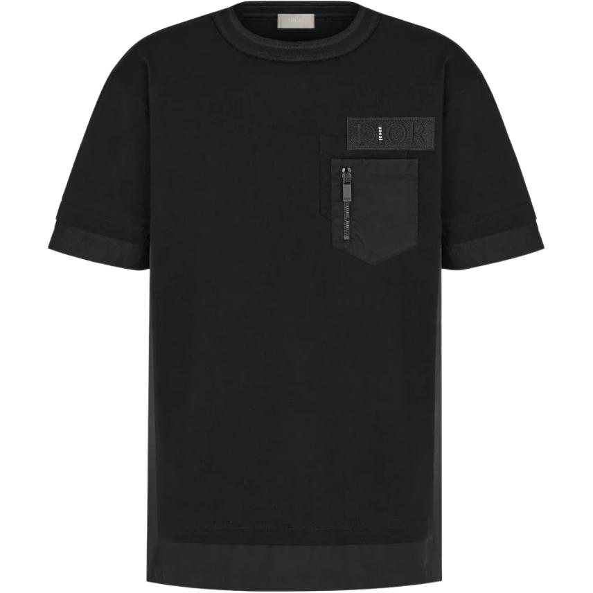 DIOR Dior x sacai Logo patch casual round neck short-sleeved T-shirt men's black