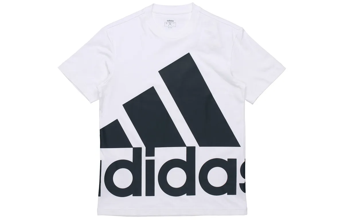 Adidas T-Shirts Men's White Crew Neck Moderate Straight Fit