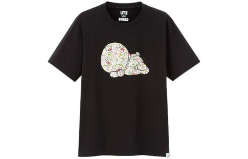 UNIQLO T Shirts Unisex Black Crew Neck Moderate Straight Fit