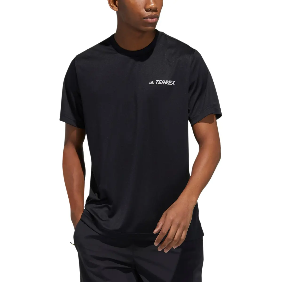 Adidas T-Shirts Men's Black Crew Neck Moderate Straight Fit