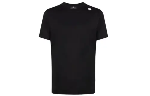 STONE ISLAND T Shirts Men's Black Crew Neck Moderate Straight Fit