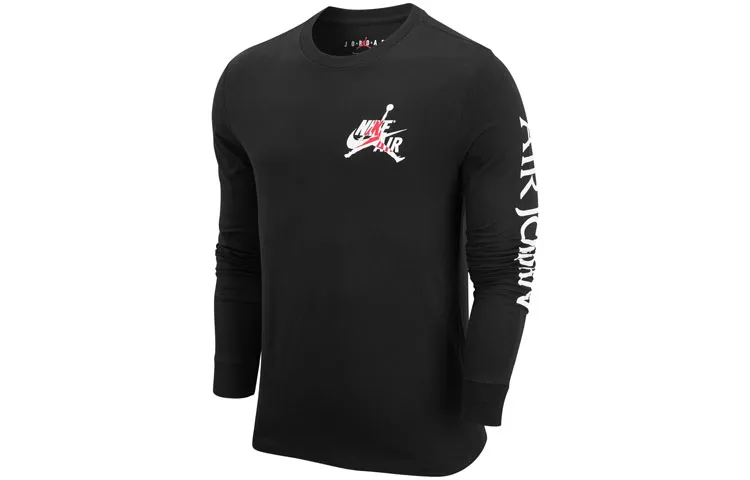 Jordan T-Shirts Men's Black Crew Neck Moderate Straight Fit