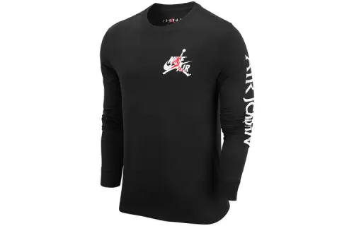 Jordan T Shirts Men's Black Crew Neck Moderate Straight Fit