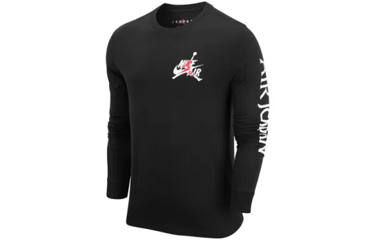 Jordan T Shirts Men's Black Crew Neck Moderate Straight Fit