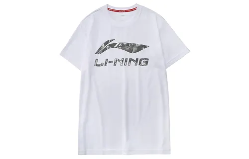 Li Ning T Shirts Men's White Crew Neck Moderate Straight Fit