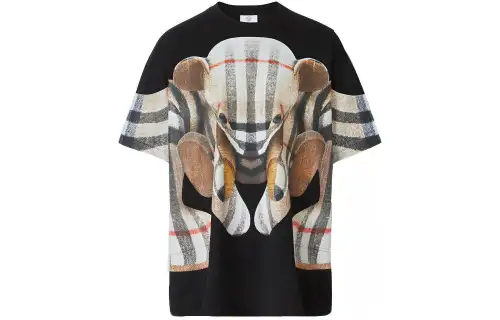 Burberry Daryl Check Thomas Bear Cotton Tee Black