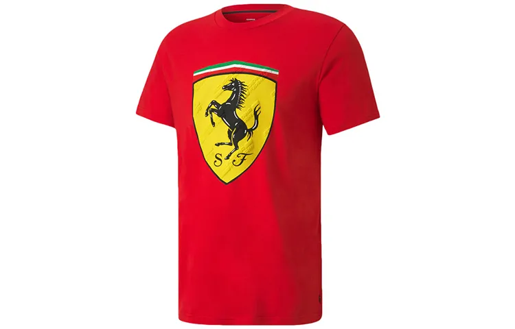 PUMA T-Shirts Men's Race Red Crew Neck Moderate Straight Fit