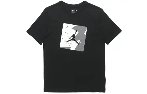Jordan T Shirts Men's Black Crew Neck Moderate Straight Fit