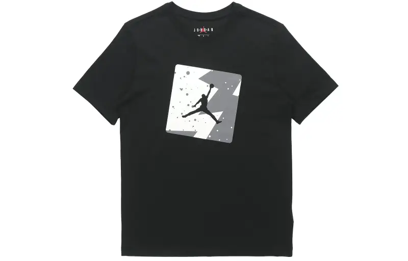 Jordan T Shirts Men's Black Crew Neck Moderate Straight Fit
