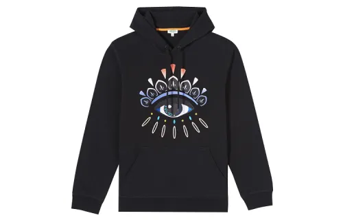 KENZO Sweatshirts Men's Black Hooded Moderate Regular