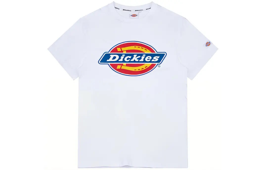 Dickies T Shirts Men's White Crew Neck Moderate Straight Fit