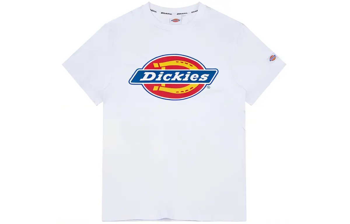 Dickies T-Shirts Men's White Crew Neck Moderate Straight Fit
