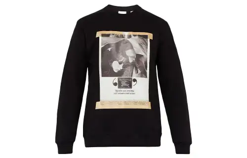 Burberry Sweatshirts Men's Black Crew Neck Moderate Regular