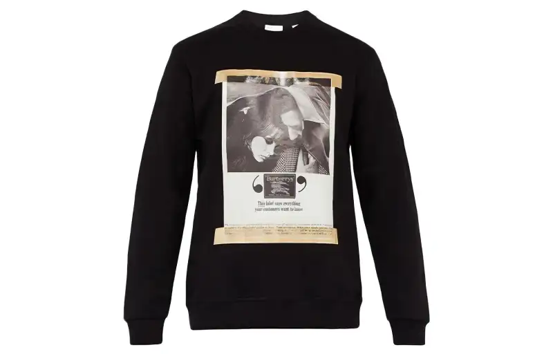 Burberry Sweatshirts Men's Black Crew Neck Moderate Regular