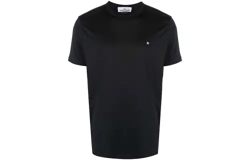 STONE ISLAND T Shirts Men's Black Crew Neck Moderate Straight Fit