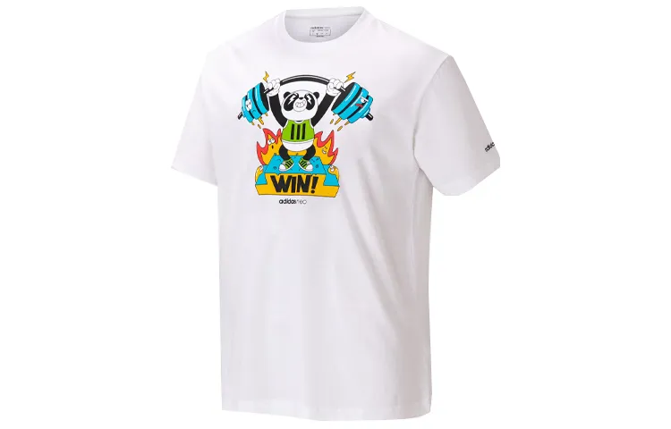 Adidas Neo T Shirts Men's White Crew Neck Moderate Straight Fit