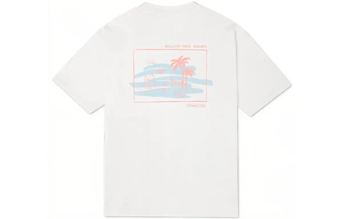 Converse SUMMER ACTIVITY SURF T-Shirts Men's White Crew Neck Moderate Straight Fit