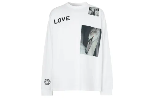 Burberry T Shirts Men's White Crew Neck Moderate Straight Fit