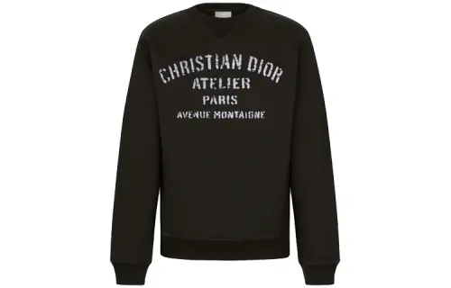 DIOR Quarterly New Products Sweatshirts Men's Black Crew Neck Moderate Regular