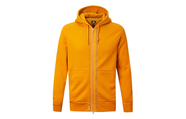 Converse Sweatshirts Unisex Yellow Hooded Moderate Cardigan