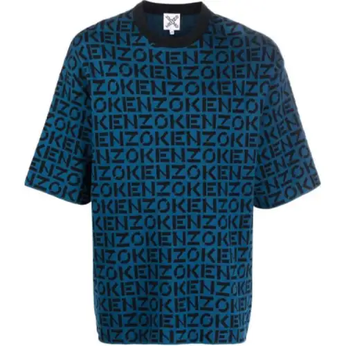 KENZO T Shirts Men's Blue Crew Neck Moderate Straight Fit