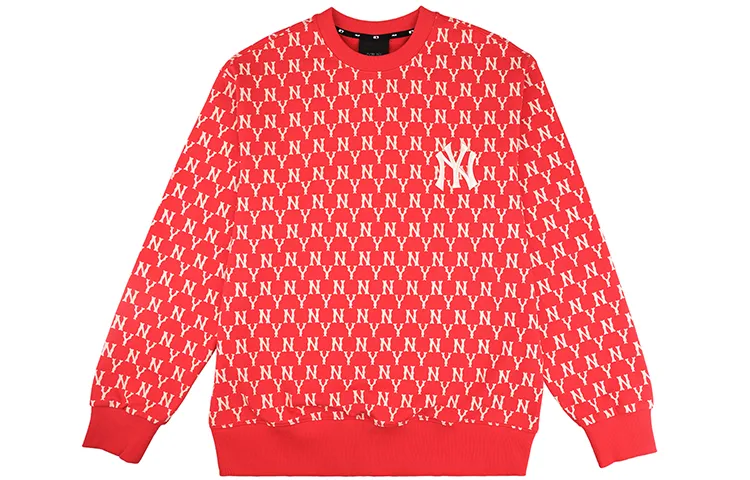 MLB New York Yankees Sweatshirts Unisex Red Crew Neck Moderate Regular