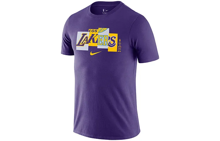 Nike T-Shirts Men's Purple Crew Neck Moderate Straight Fit