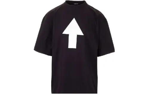 Balenciaga T Shirts Men's Black Crew Neck Moderate Straight Fit