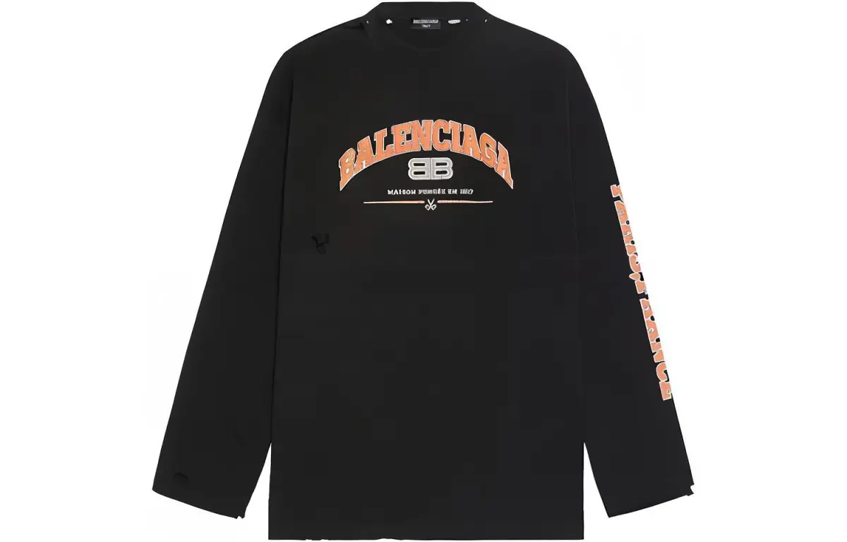 Balenciaga logo distressed longsleeved top