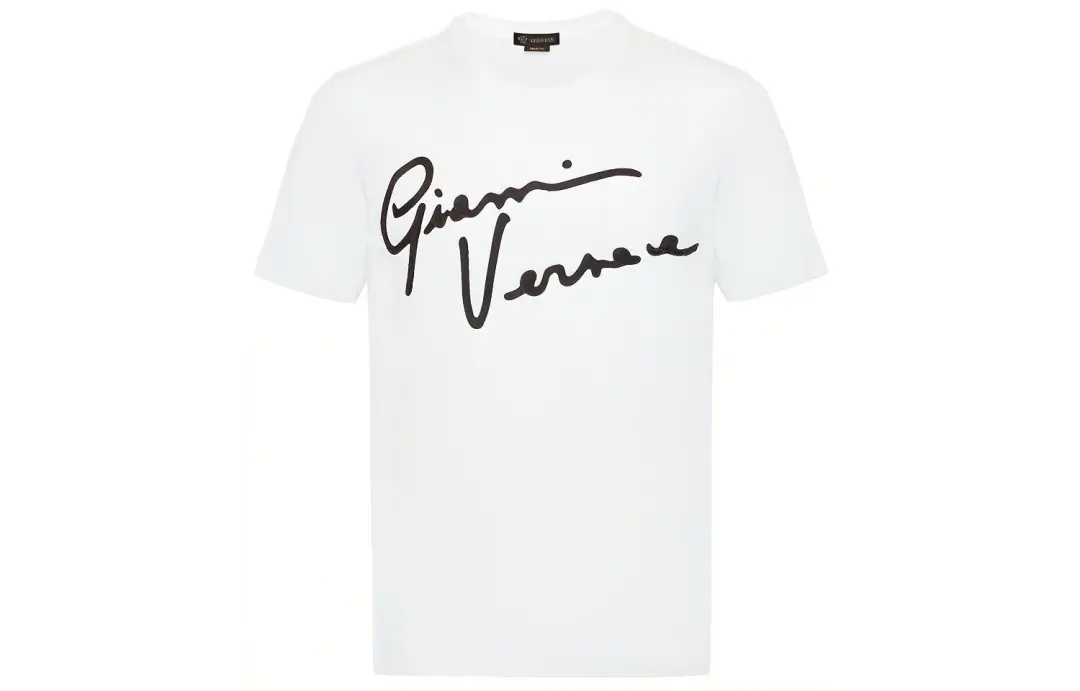 VERSACE T Shirts Men's White Crew Neck Moderate Straight Fit