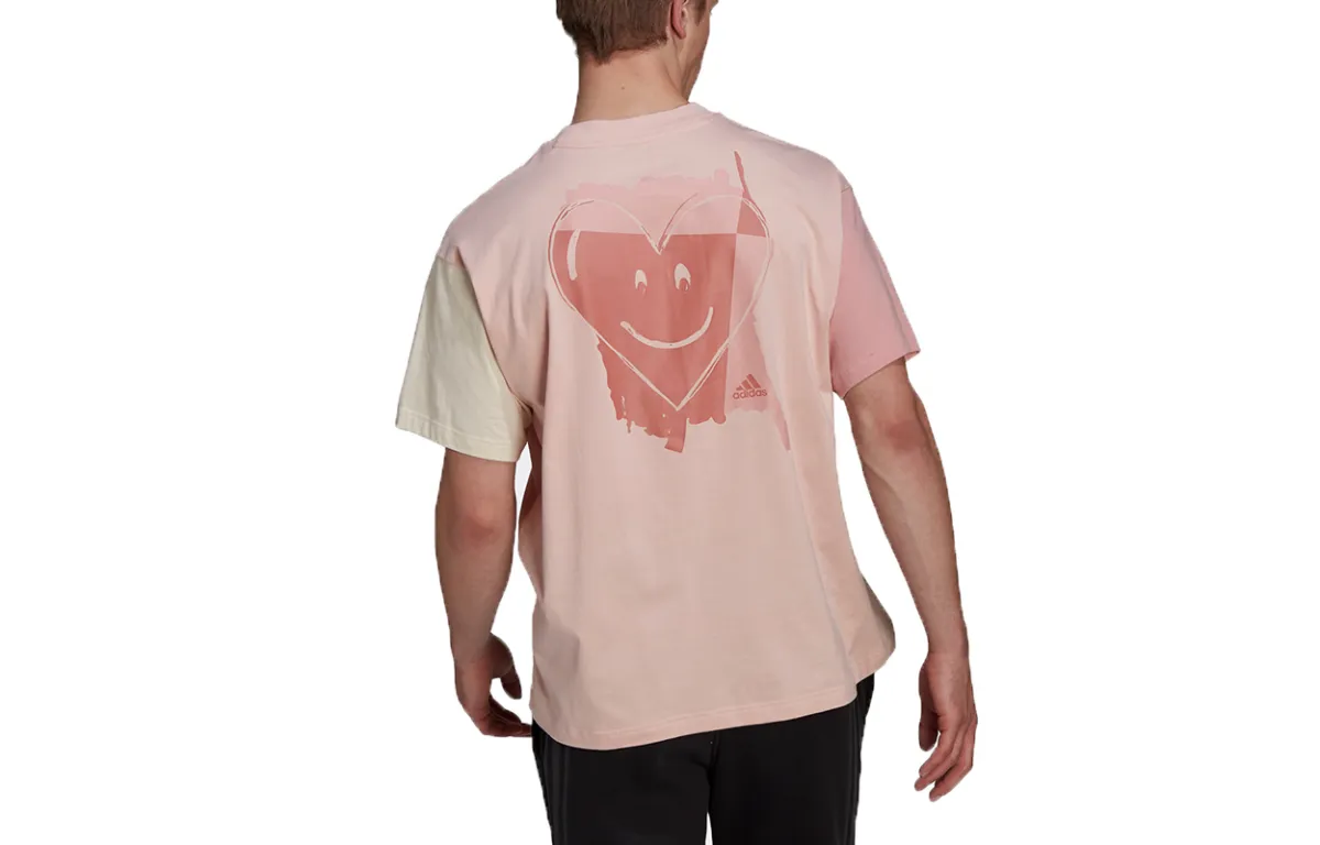 Adidas T-Shirts Unisex Pink Crew Neck Moderate Straight Fit