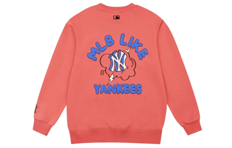 MLB New York Yankees Sweatshirts Unisex Pink Crew Neck Moderate