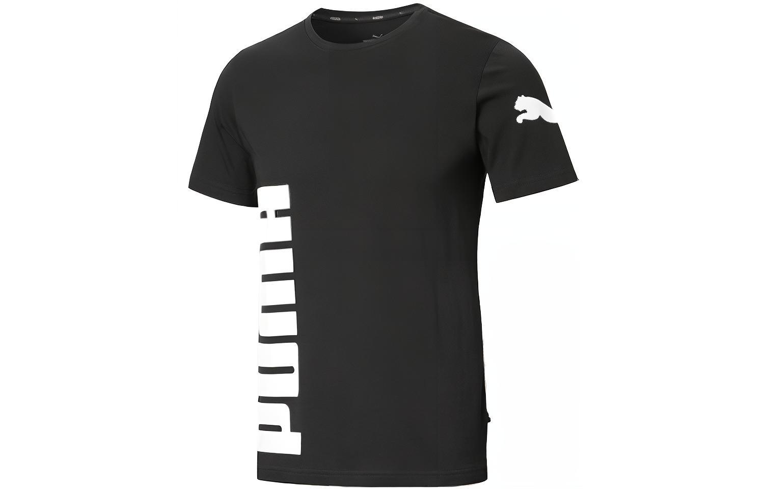 PUMA T Shirts Men's Black Crew Neck Moderate Straight Fit