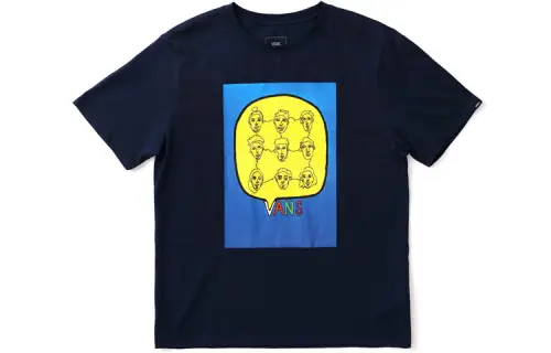 Vans T Shirts Unisex Blue Crew Neck Moderate Straight Fit