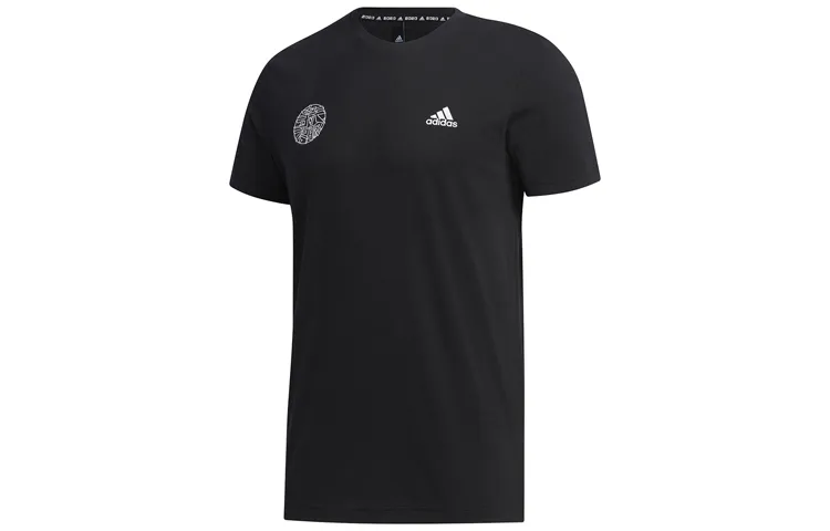 Adidas T-Shirts Men's Black Crew Neck Moderate Straight Fit