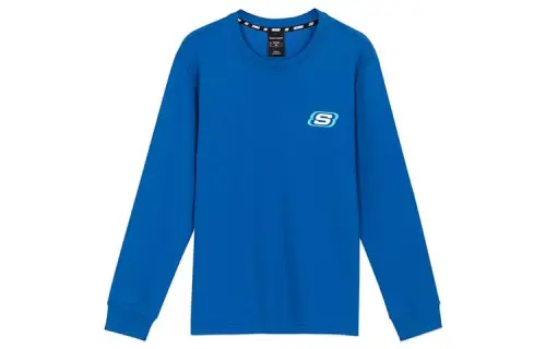 Skechers Sweatshirts Unisex Classical Style Blue Crew Neck Moderate Regular