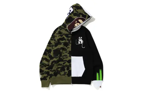Bape 1st Camo Ape Panda Half Full Zip Hoodie
