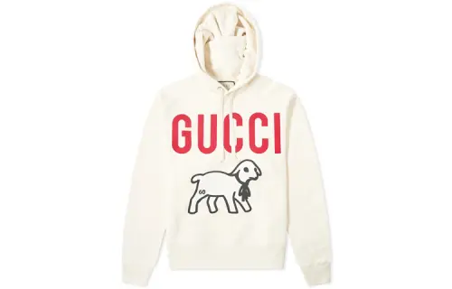 GUCCI Sweatshirts Men's Ecru Hooded Moderate Regular