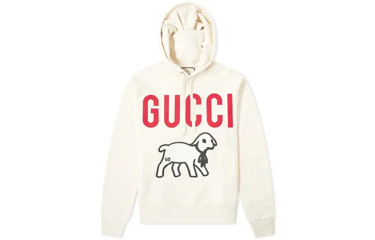 GUCCI Sweatshirts Men's Ecru Hooded Moderate Regular
