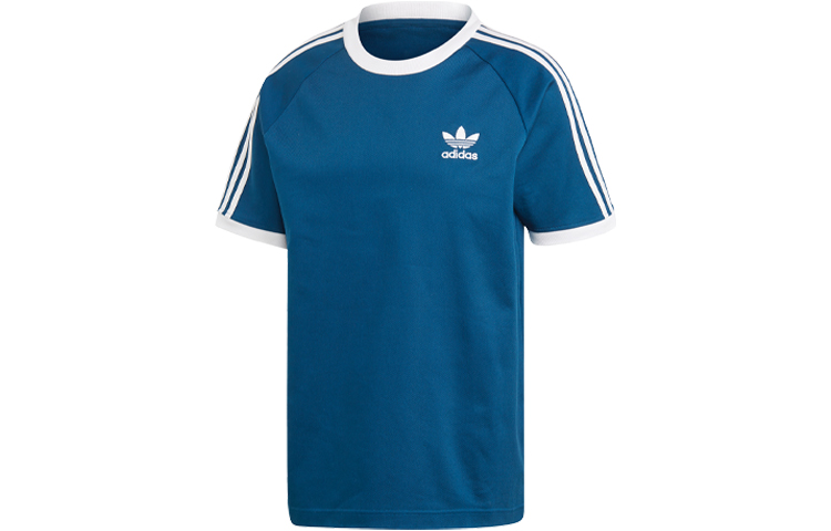 Adidas originals Clover 3-Stripes Logo Embroidered Stripes Sports Round Neck Short Sleeve Raglan Sleeve T-Shirt Men's Indigo