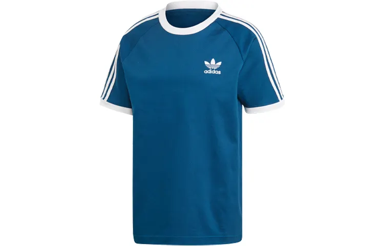 Adidas originals Clover 3-Stripes Logo Embroidered Stripes Sports Round Neck Short Sleeve Raglan Sleeve T-Shirt Men's Indigo