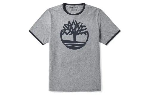 Timberland T Shirts Men's Gray Crew Neck Moderate Straight Fit