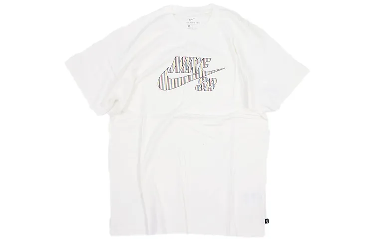 Nike T-Shirts Men's White Crew Neck Moderate Straight Fit