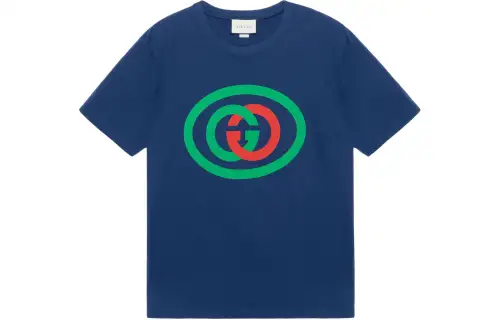 GUCCI T Shirts Men's Dark Blue Crew Neck Moderate Straight Fit