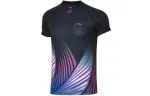 Li Ning Badminton Collection T Shirts Men's Black Crew Neck Moderate Straight Fit