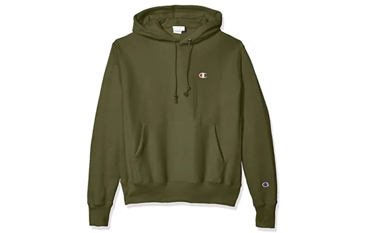 Champion Small C Embroidery Fleece Lined Hoodie Pullover Sweatshirt US Version Unisex Army Green