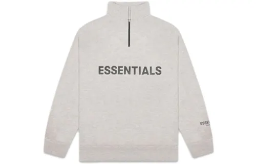 Fear of God Essentials FW20 Half Zip Pullover Heather Oat Half Zip Plus Velvet Pullover American Heavyweight Sweatshirt Winter Unisex Dark Oatmeal