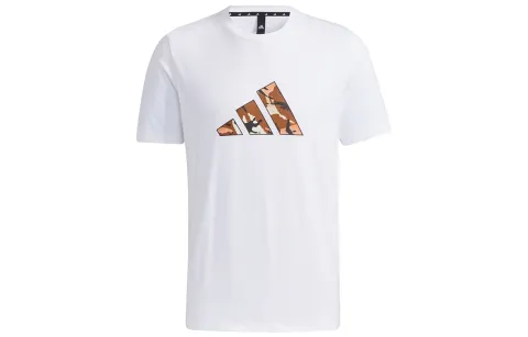 Adidas T-Shirts Men's White Crew Neck Moderate Straight Fit