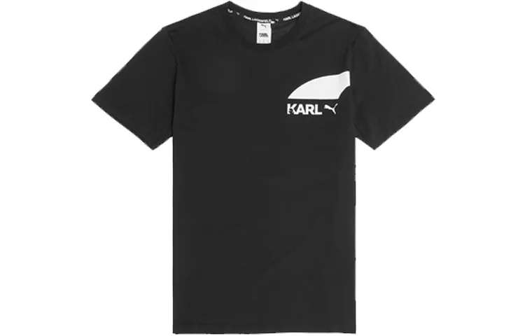 PUMA T-Shirts Men's Black Crew Neck Moderate Straight Fit